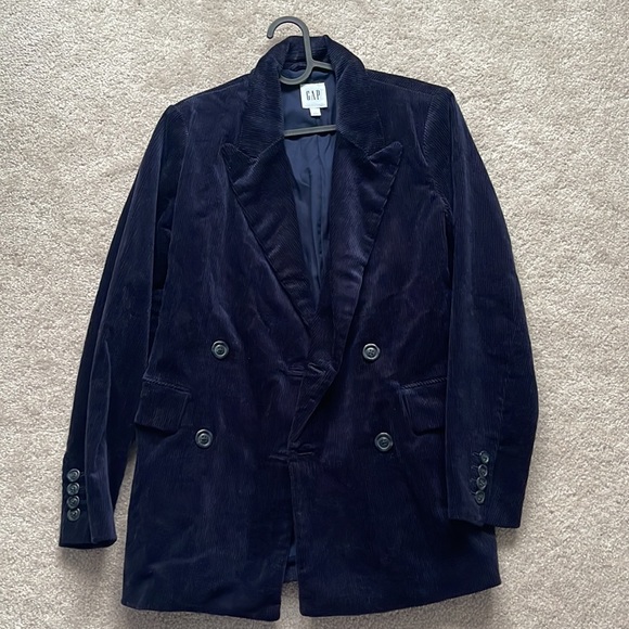 Gap Double-Breasted Corduroy Blazer - navy blue - Picture 1 of 8